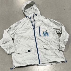 Disney White Hooded Raincoat with Blue Castle Accent Size XL
